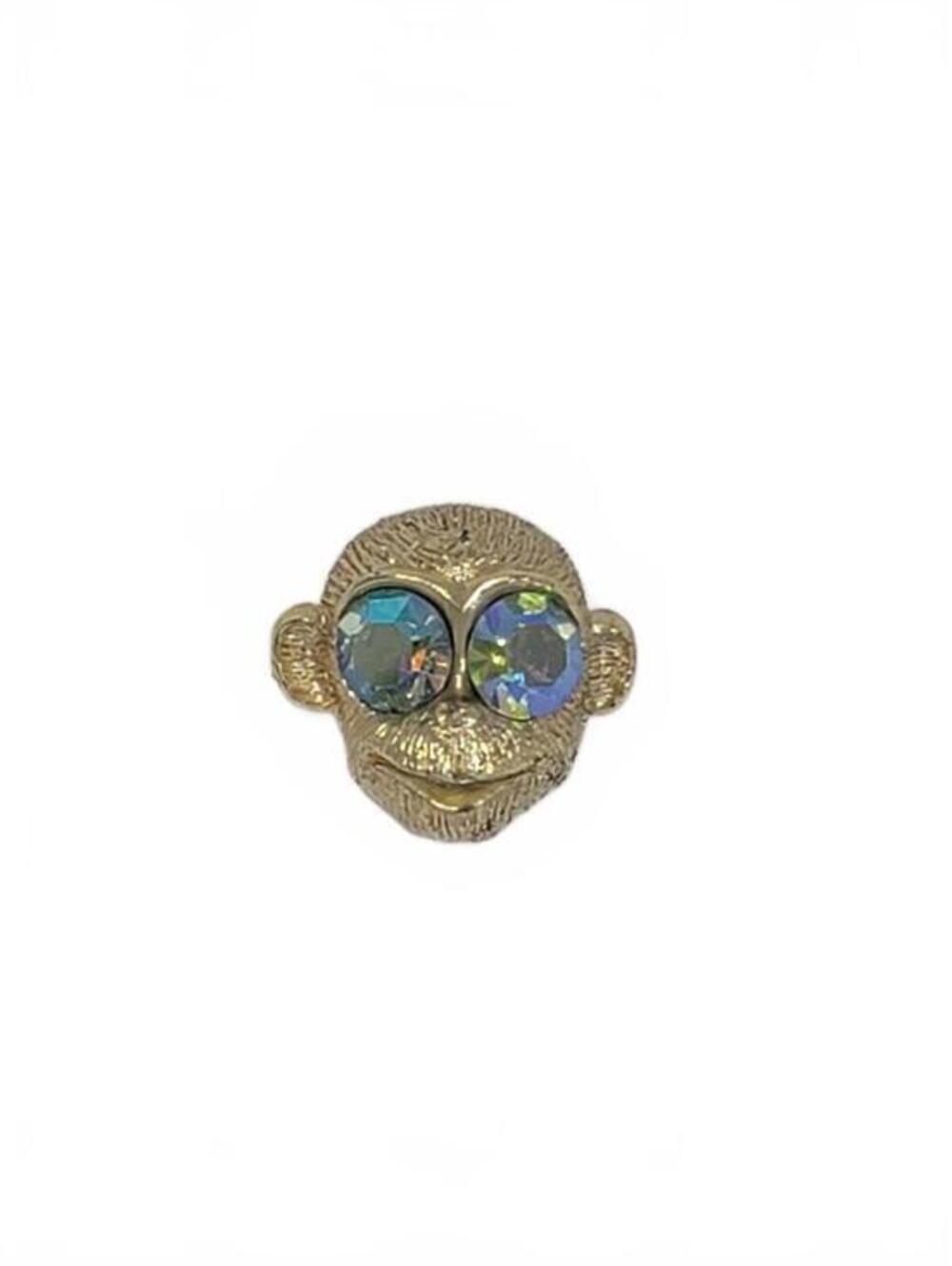 Vintage Nemo Rhinestone Monkey Gold Tone Pin Brooch